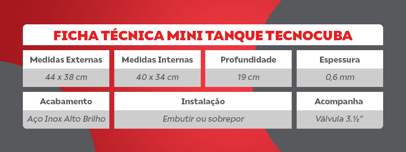 Mini Tanque Inox Tecnocuba 40x34x19cm
