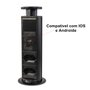 Torre de Tomadas USB + Tipo C Preta Manual Multiplug Pratik 10A